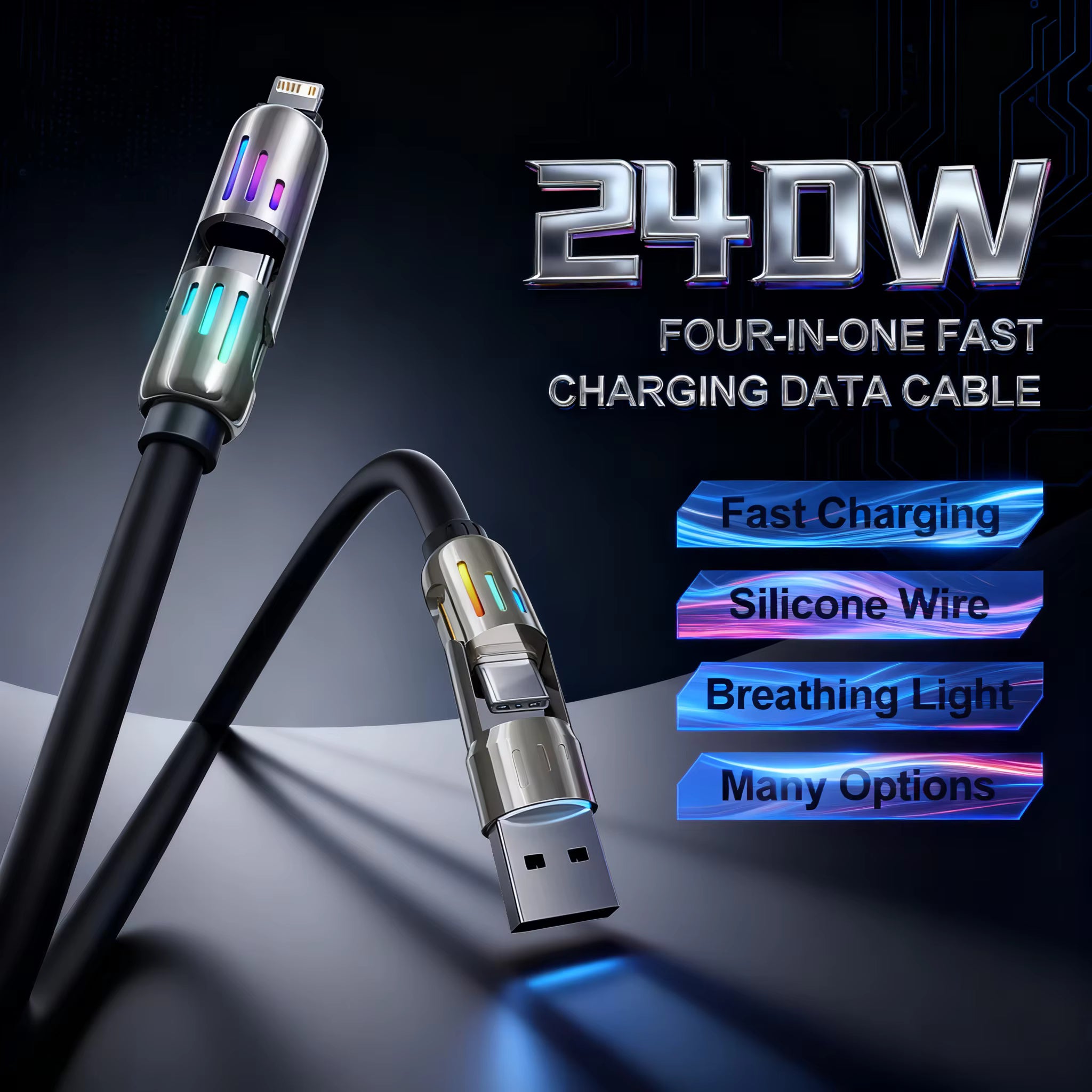 4 in 1 240W Fast Charging Data Cable